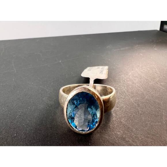 NEW Swiss blue topaz sterling silver ring size 8.5 / 6.64 grams - Picture 11 of 11